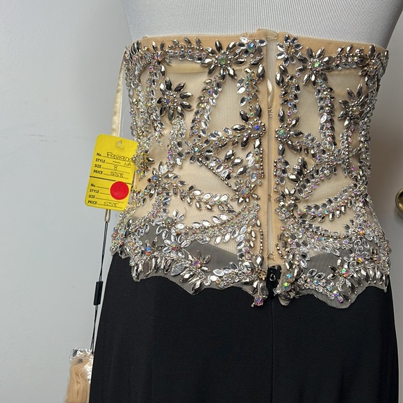 Faviana Glamour Rhinestone Nude Black Dress Gown Prom Wedding Formal NWT 8 - Picture 7 of 13